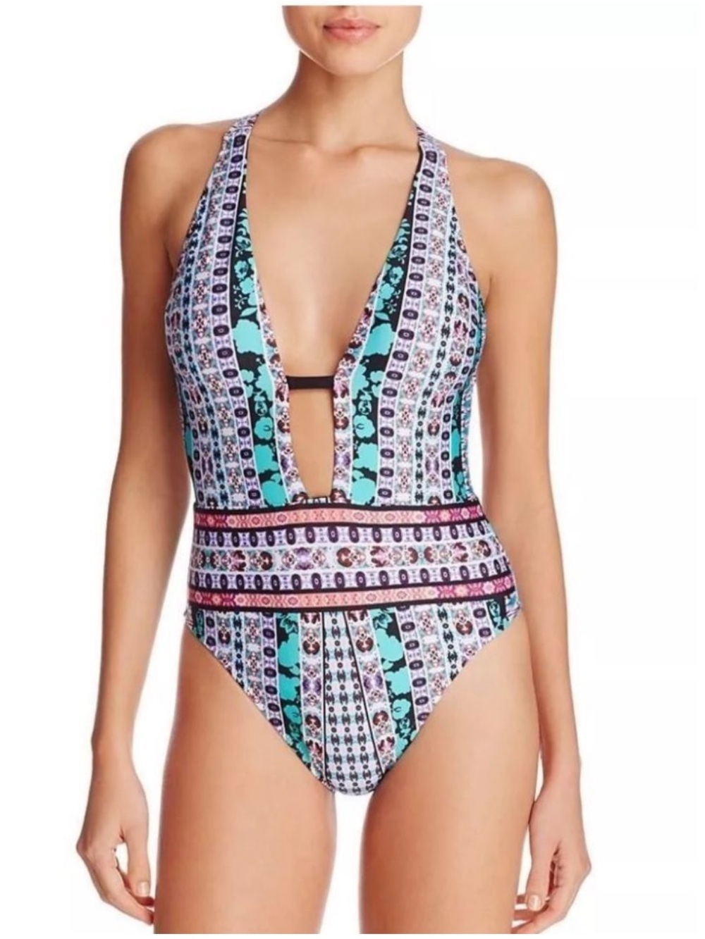 Nanette Lepore Lavender Top with Multicolor Trim